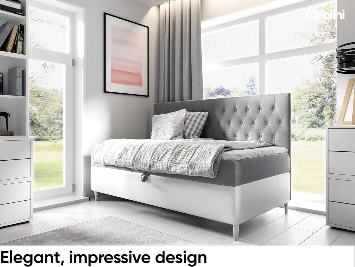 KINDERBETT FLIPPO 2 - Weiß/Grau, Holzwerkstoff (102/202cm) - Meblini