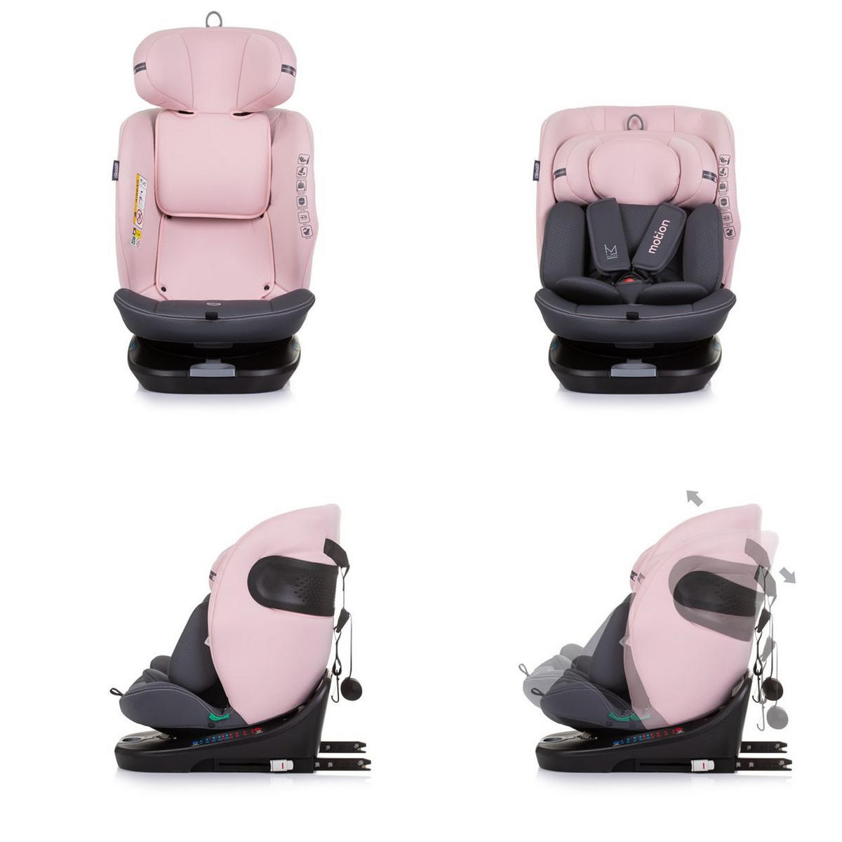 KINDERSITZ i-Size Motion rosa (40 - 150 cm) Isofix 360° drehbar verstellbar - Rosa, Kunststoff (44/81/55cm) - Chipolino