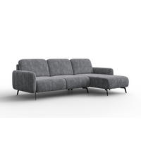 ECKSOFA FEBE 4-Sitzer RECHTS, grauer Chenille-Stoff - Schwarz/Grau, Holz/Textil (264/157cm) - Wozimo