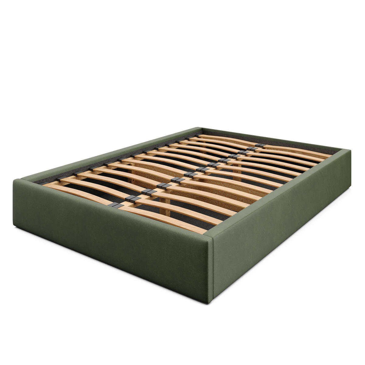 POLSTERBETT 140x200cm Bett mit Stauraum Lattenrost Khaki - Olivgrün, Holz/Holzwerkstoff (140/200cm) - Muralo