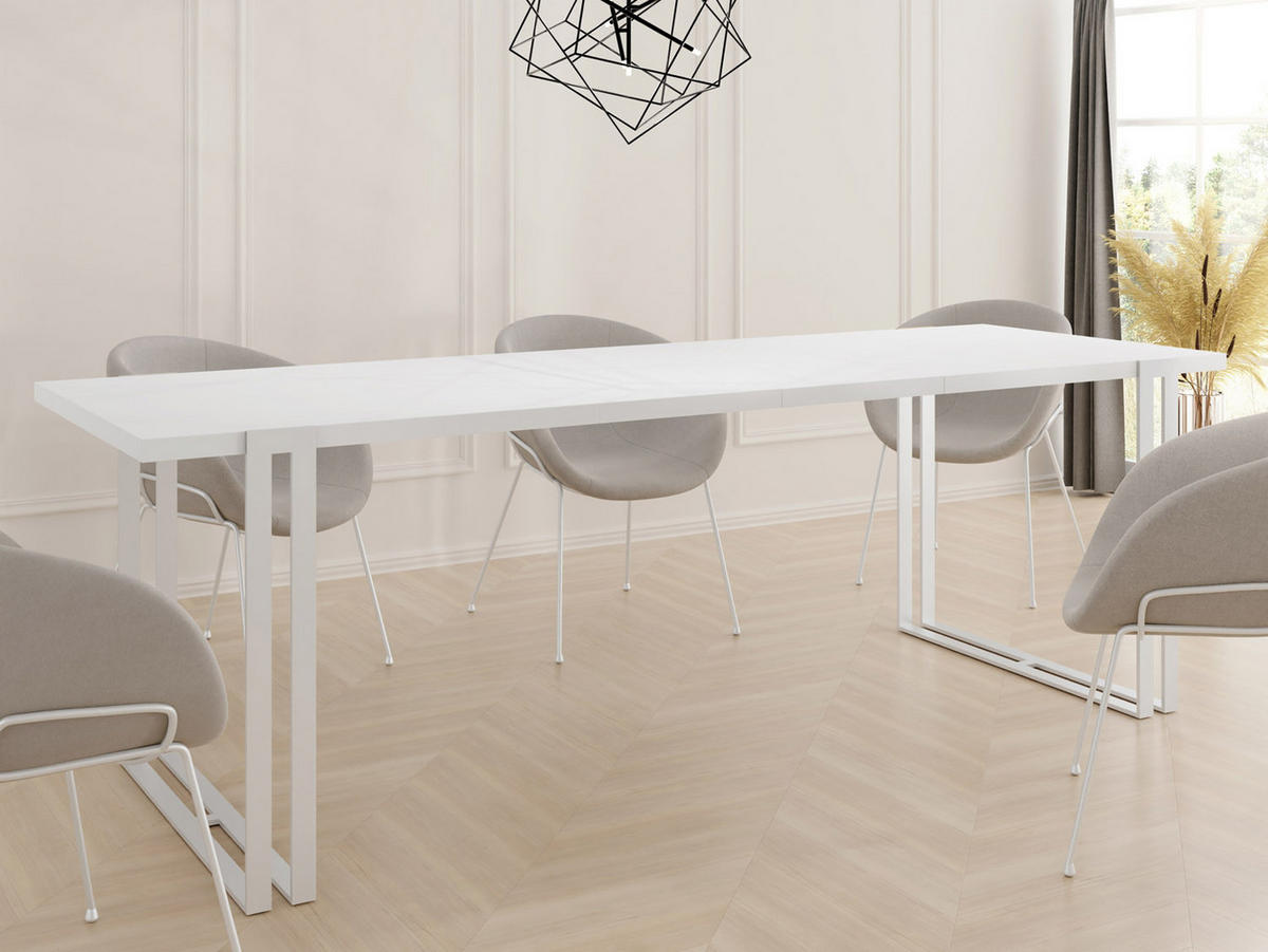 ESSTISCH Lilo rechteckig ausziehbar, Weiß 160-260/90/76 cm - Weiß, Holzwerkstoff/Metall (160/90/76cm) - WFL GROUP