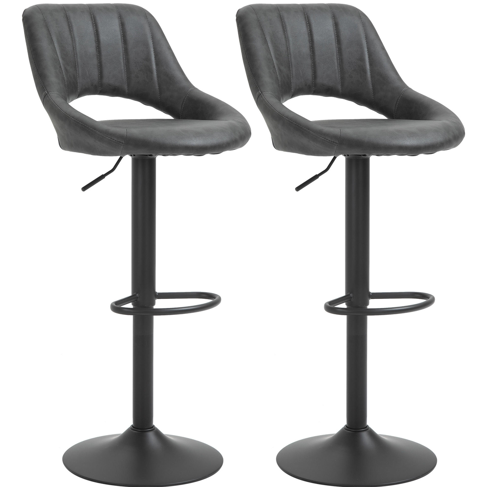BARHOCKER 2er-Set drehbar höhenverstellbar Kunstleder Grau - Grau, Metall (49/110/44cm) - Meubliv