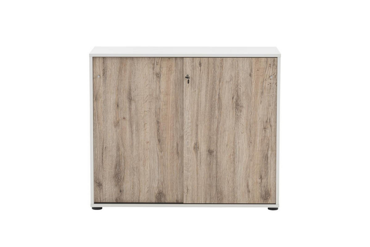 AKTENSCHRANK Pigeon Large 83,6x100x41 cm Weiß/Eiche - Weiß, Holz (100/83.6/41cm) - PROREGAL