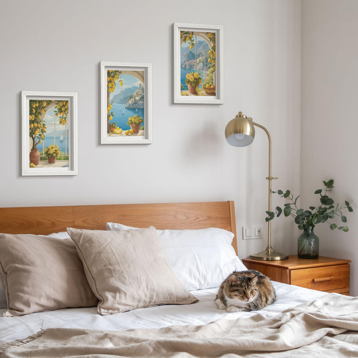 WANDBILDER 3er-Set - 20x30 cm Weißer Rahmen - Meereslandschaften, Zitronen, Fenster - Weiß, Kunststoff (20/30cm) - ArtPrintCave