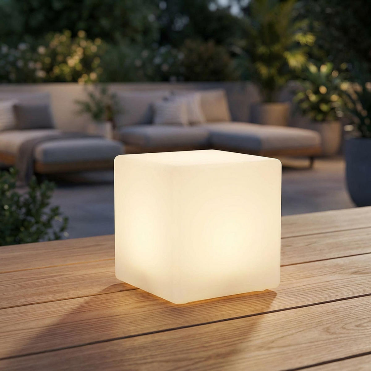 LED AUSSENLEUCHTE Solar Würfelleuchte Weiß - Weiß, Kunststoff (20/20/21cm)