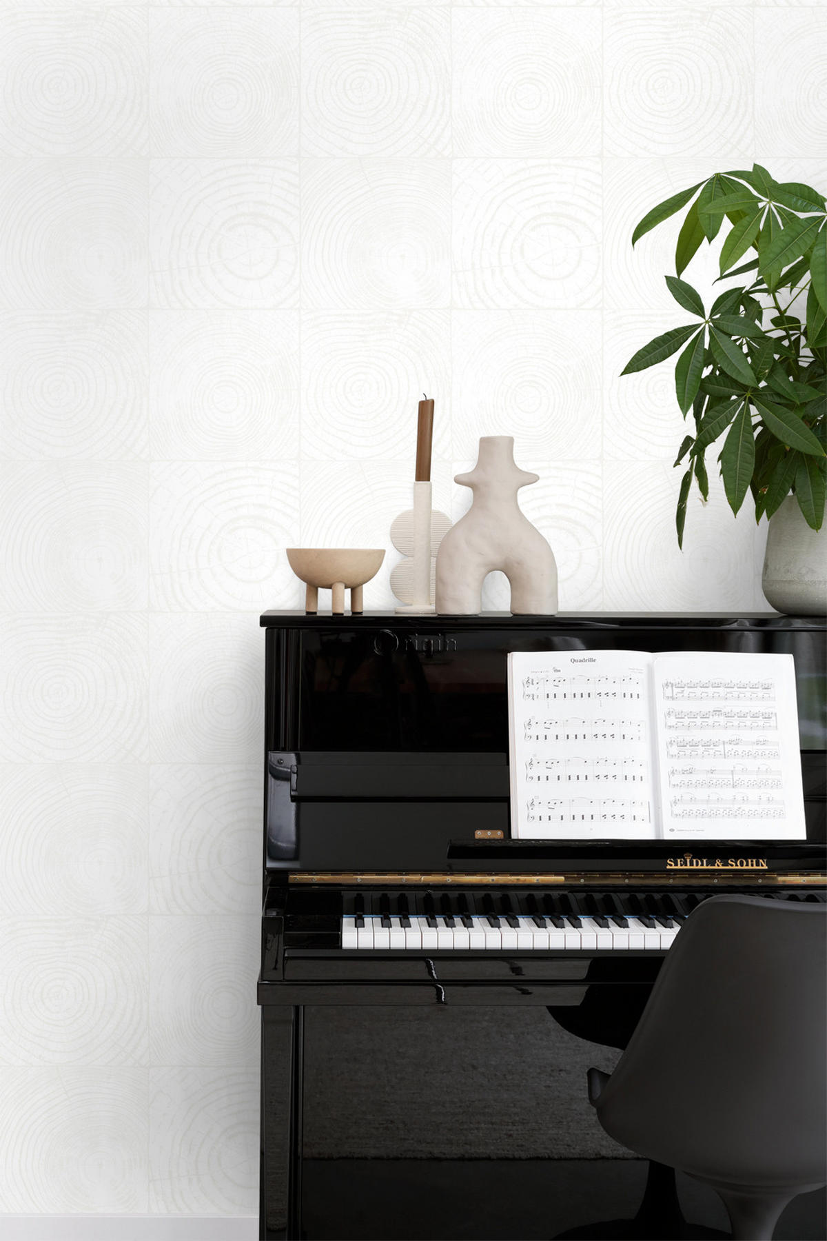 TAPETE Querschnitte von Baumstämmen 53 cm x 10.05 m - Weiß, Papier (53/1000cm) - Origin Wallcoverings