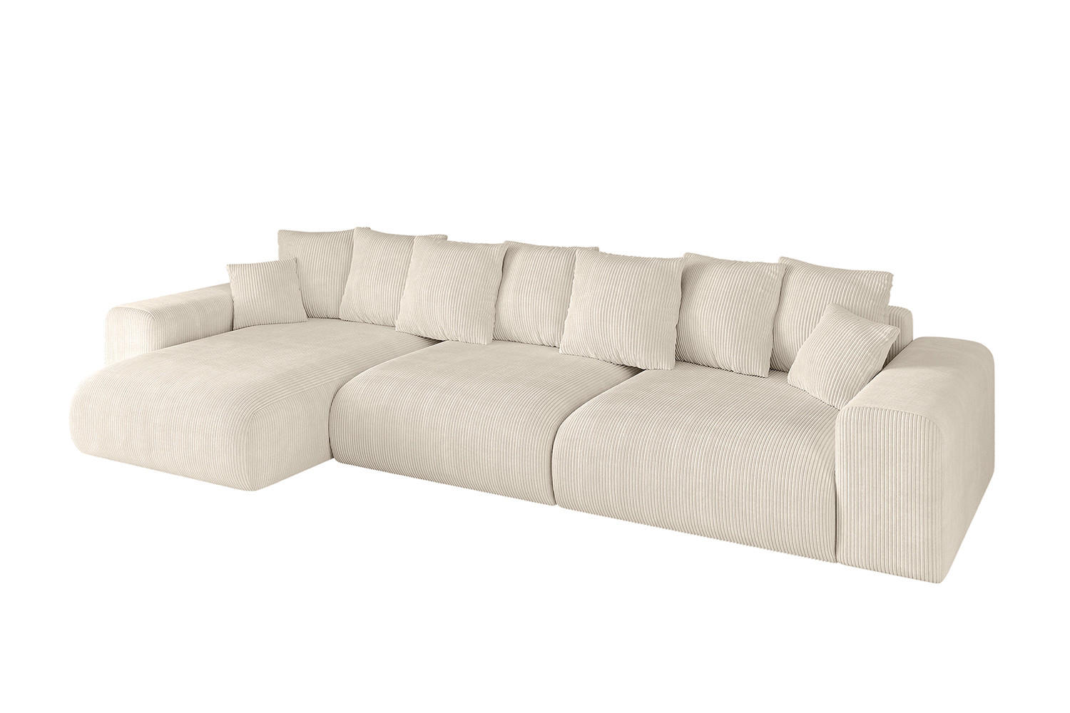 ECKSOFA Ottomane links ESKAR-L 364x176x84 Taupe Cord - Taupe/Schwarz, Holzwerkstoff/Kunststoff (364/176cm) - ALTDECOR