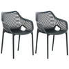 GARTENSTUHL 2er Set Kunststoff dunkelgrau - Dunkelgrau, Kunststoff (57/81/60cm) - CLP
