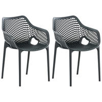 GARTENSTUHL 2er Set Kunststoff dunkelgrau - Dunkelgrau, Kunststoff (57/81/60cm) - CLP