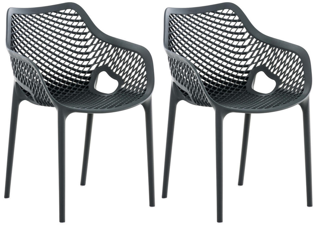 GARTENSTUHL 2er Set Kunststoff dunkelgrau - Dunkelgrau, Kunststoff (57/81/60cm) - CLP