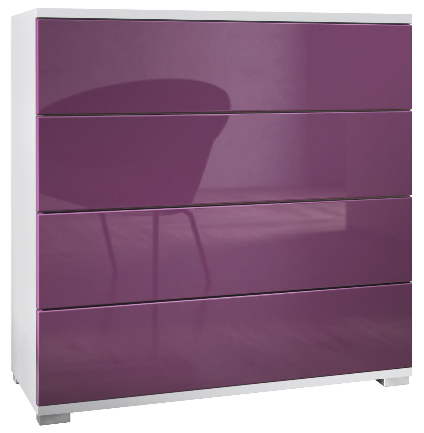 KOMMODE Pavos Brombeer Hochglanz - Brombeere, Holzwerkstoff (76/76/35cm) - Vladon