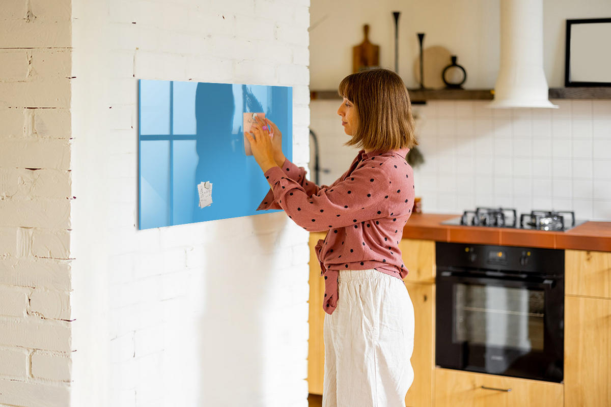 MAGNETTAFEL 90x60 Blau schwarzer Marker - Blau, Glas (90/0.4/60cm) - TULUP