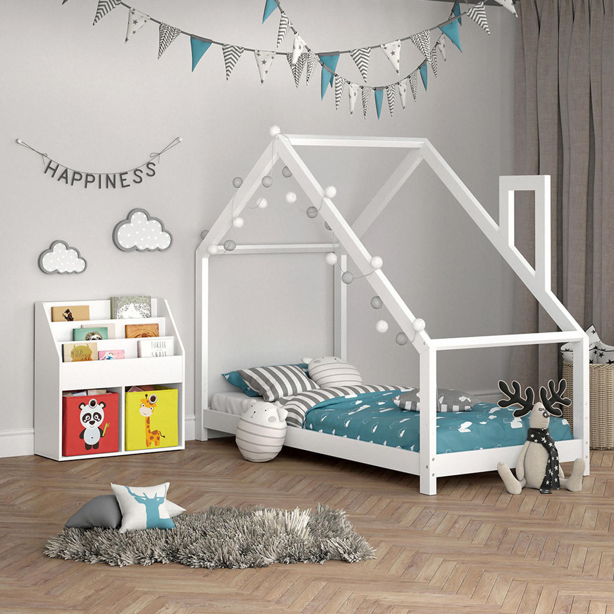 KINDERREGAL Luigi Weiß 72 x 79 cm mit 2 Faltboxen opt.2 - Weiß, Holzwerkstoff (72/79/30.7cm) - Vicco