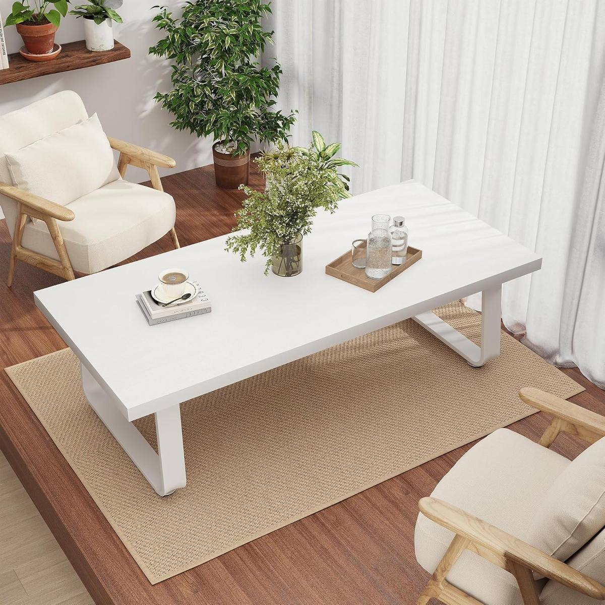 COUCHTISCH Modern Holz Metall 120 x 60 x 46,5 cm Wohnzimmertisch - Weiß, Holzwerkstoff/Metall (60/120/46.5cm) - Quality Elegance