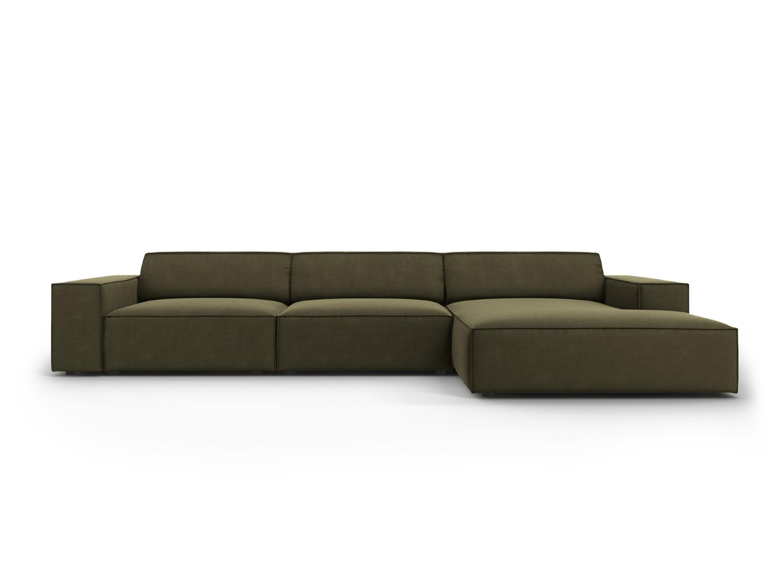 ECKSOFA rechts Jodie aus Samt grün 4 Sitzplätze - Grün, Textil (166/284cm) - Micadoni