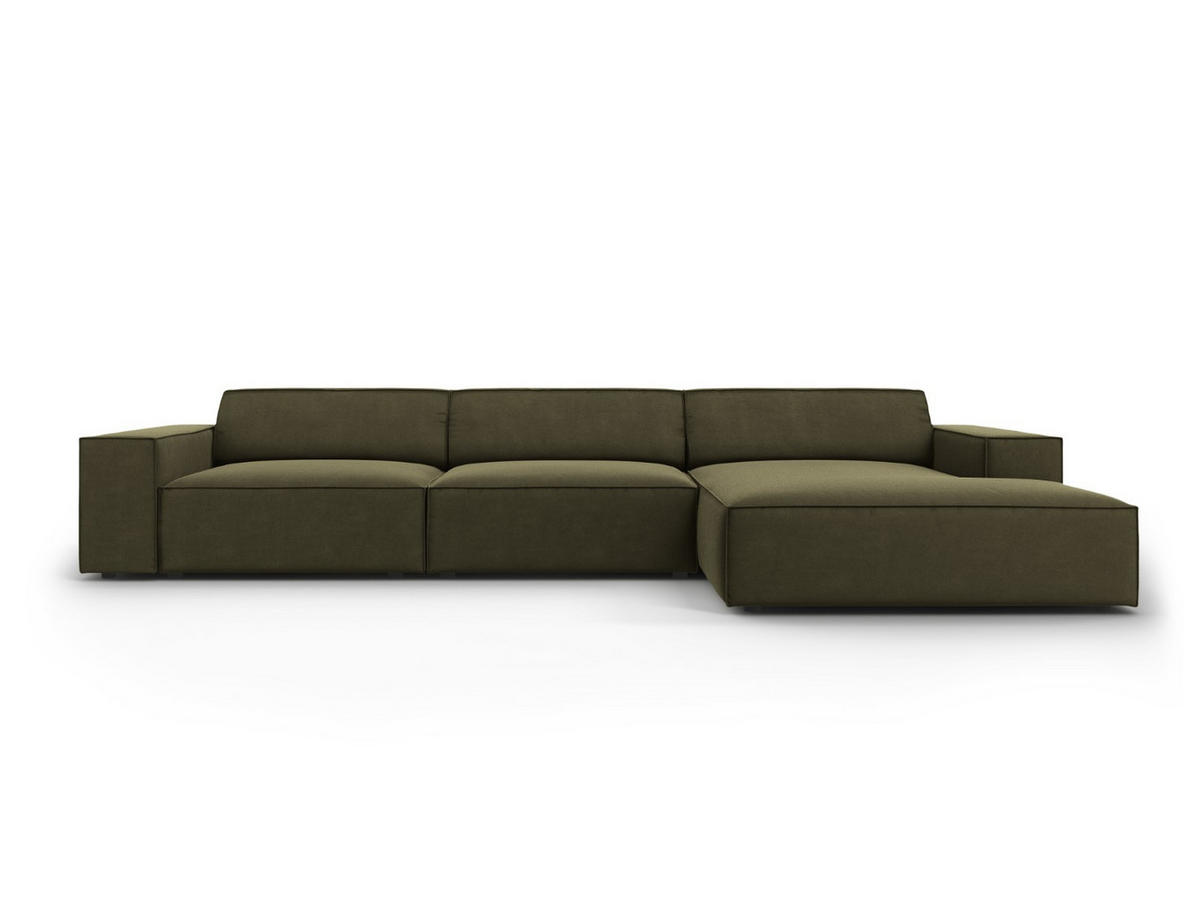 ECKSOFA rechts Jodie aus Samt grün 4 Sitzplätze - Grün, Textil (166/284cm) - Micadoni