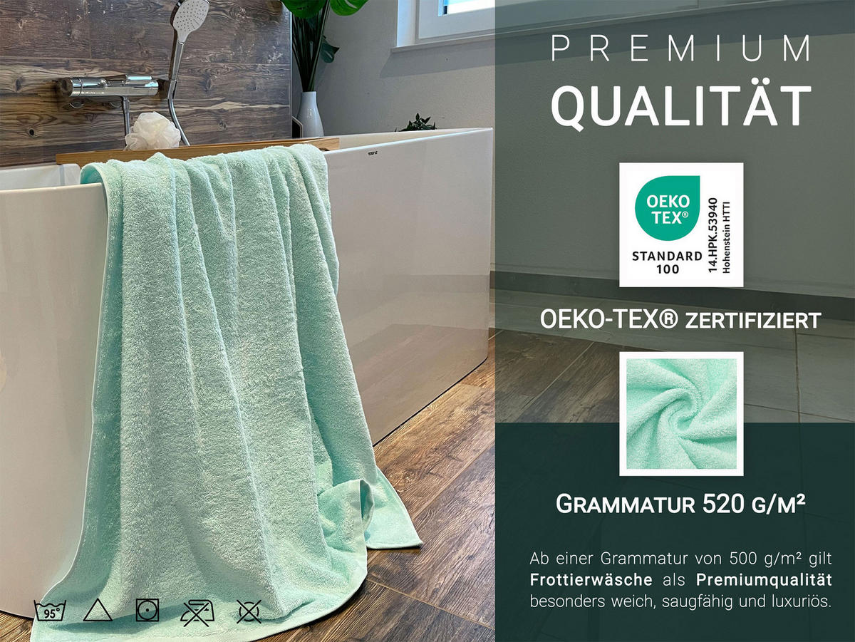 BADETUCH, 2er-Set, 100x150 cm, 100% Baumwolle, Grün - Grün, Textil (100/150cm) - Zollner