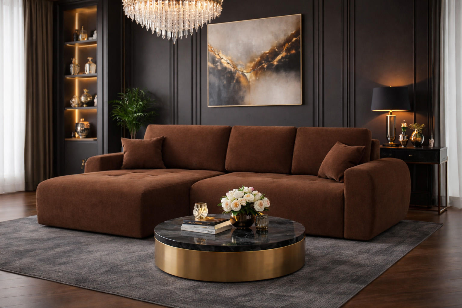 Thumbnail - Kaiser Möbel Ecksofa, Dunkelbraun, Holz, L-Form, 250x142 cm, Wohnzimmer, Sofas & Couches, Wohnlandschaften, Ecksofas