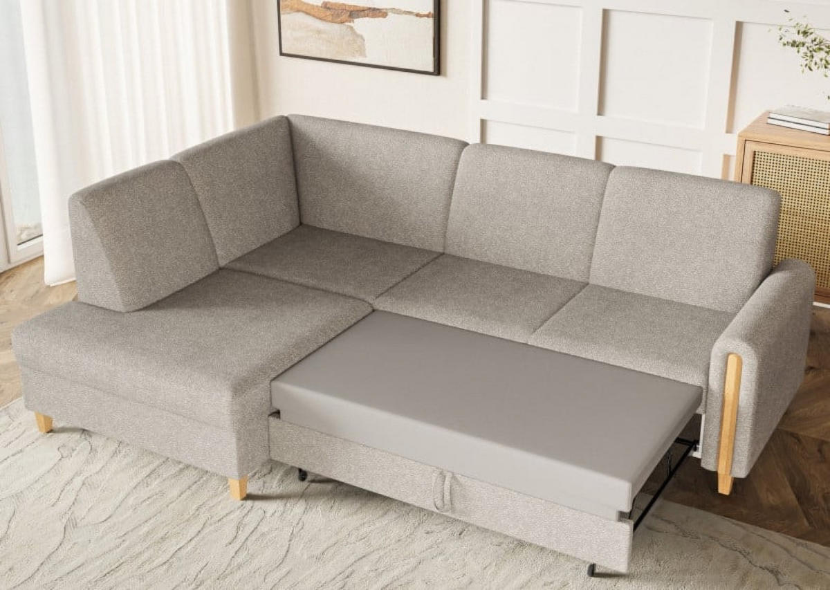 ECKSOFA Beige FLORA Ausziehbar Bubble Links - Beige, Textil (236/172cm) - Sepro Meble