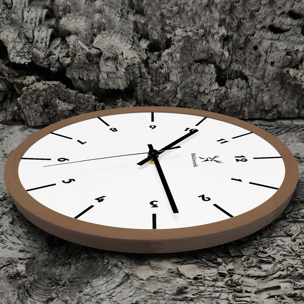 WANDUHR Holz Designer NÜRNBERG Loft Wand Uhr, braun, weiß - Schwarz/Braun, Holz/Metall (32/32/2cm) - Holzwerk