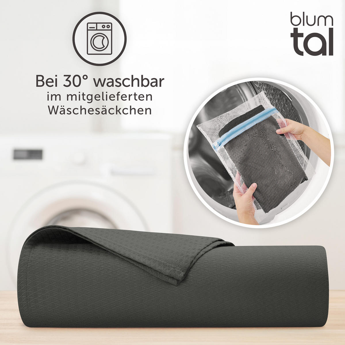 KÜHLDECKE Bambus Viskose 120x100 cm, Dunkelgrau - Anthrazit, Textil (120/100cm) - Blumtal