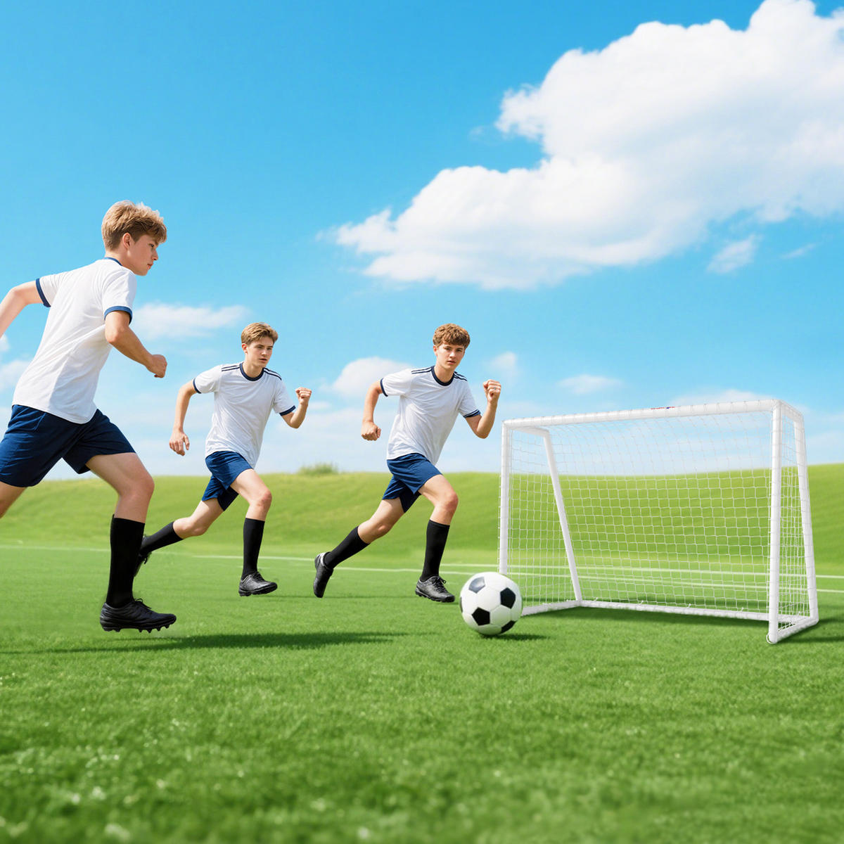 FUSSBALLTOR für Jugendliche & Erwachsene 180 x 92 x 124 cm Wetterfest - Weiß, Kunststoff (92/180cm) - SPORTNOW