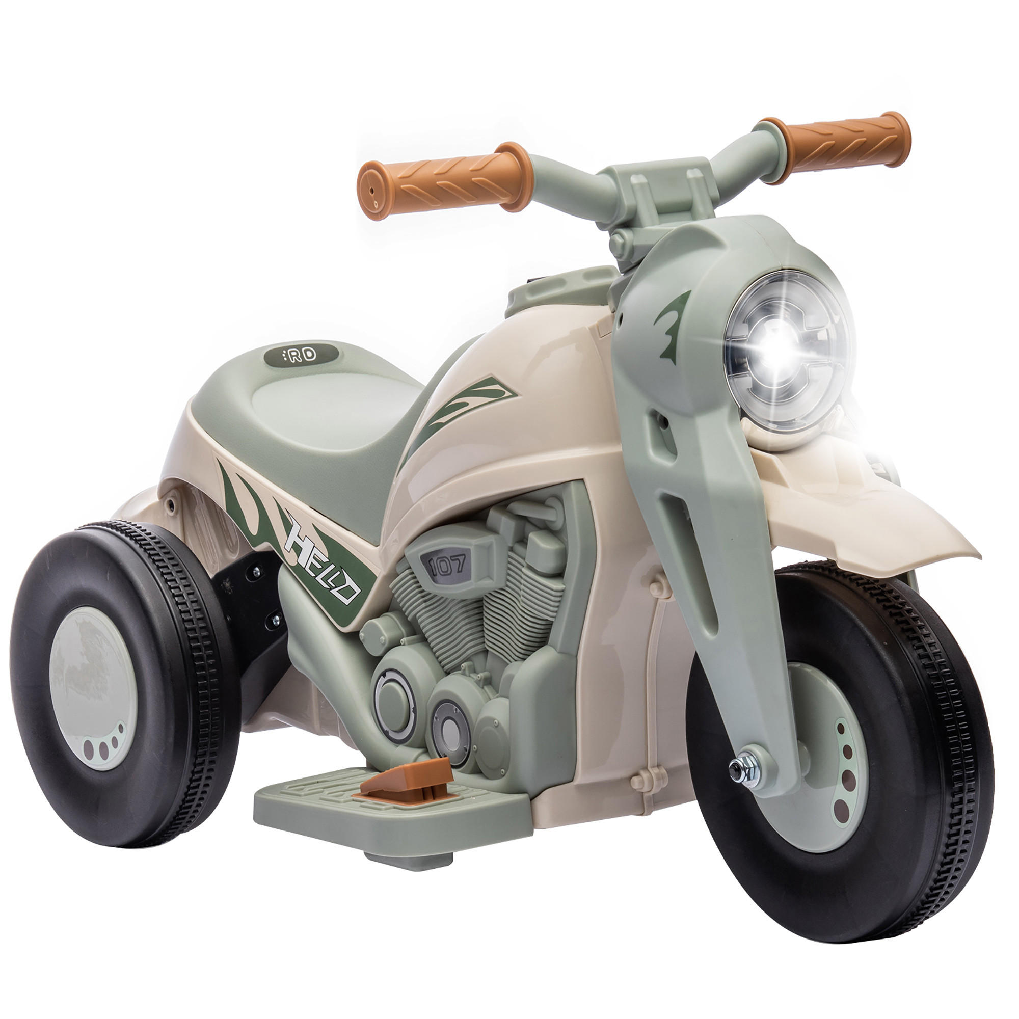 KINDER Elektro-Motorrad, 6V Kindermotorrad mit Musik, Blasen, Kinderfahrzeug - Creme, Kunststoff (80/36/43.5cm) - AIYAPLAY