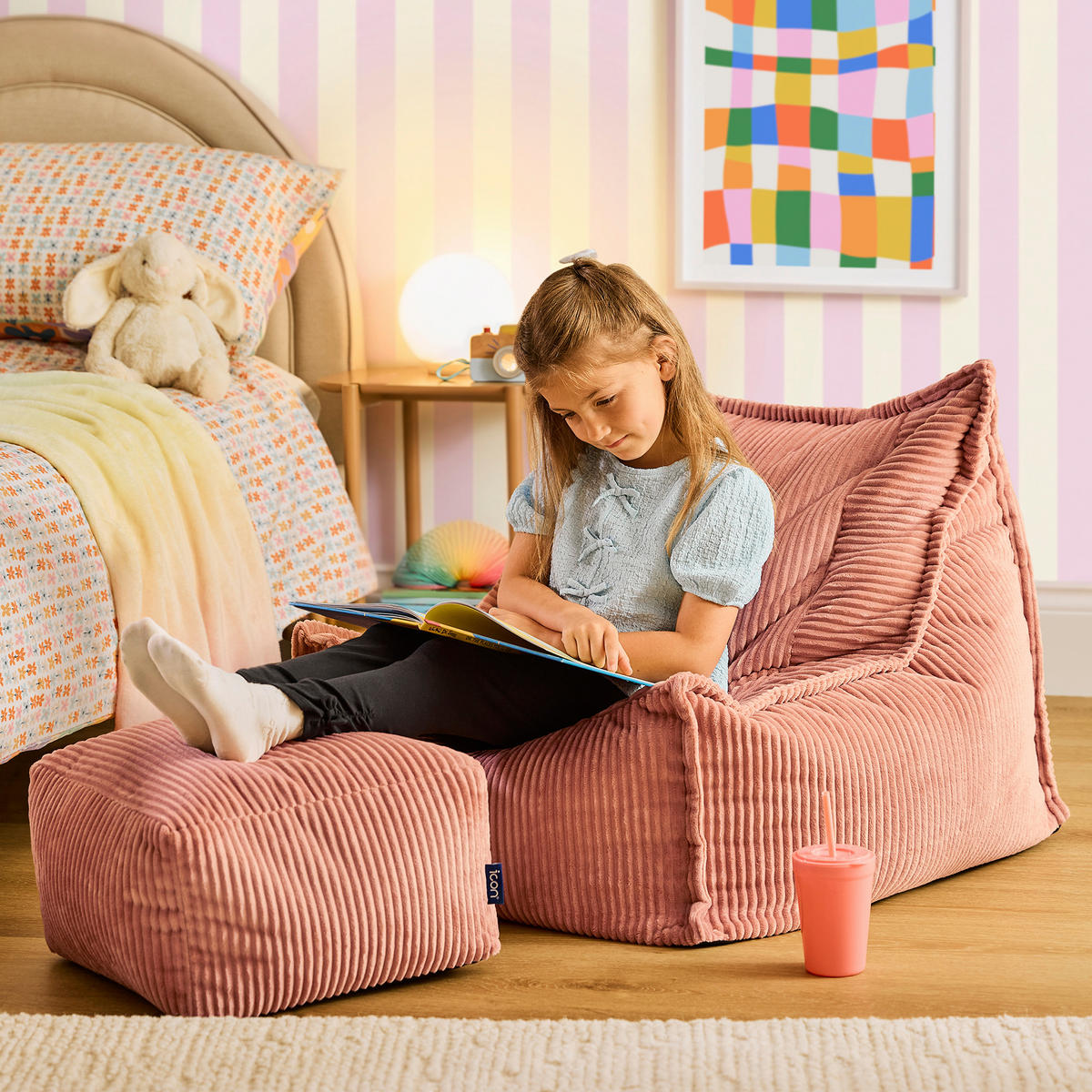 KINDERSITZSACK mit Hocker Alto - Pink, Textil (67/60/67cm) - icon