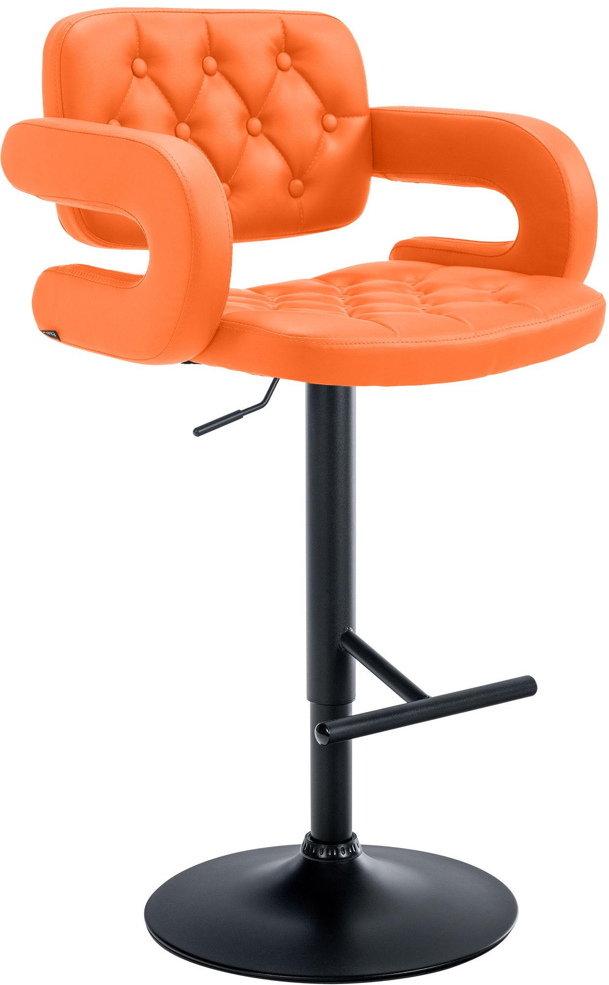 BARHOCKER Lederlook orange - Schwarz/Orange, Textil/Metall (62/103/55cm) - CLP