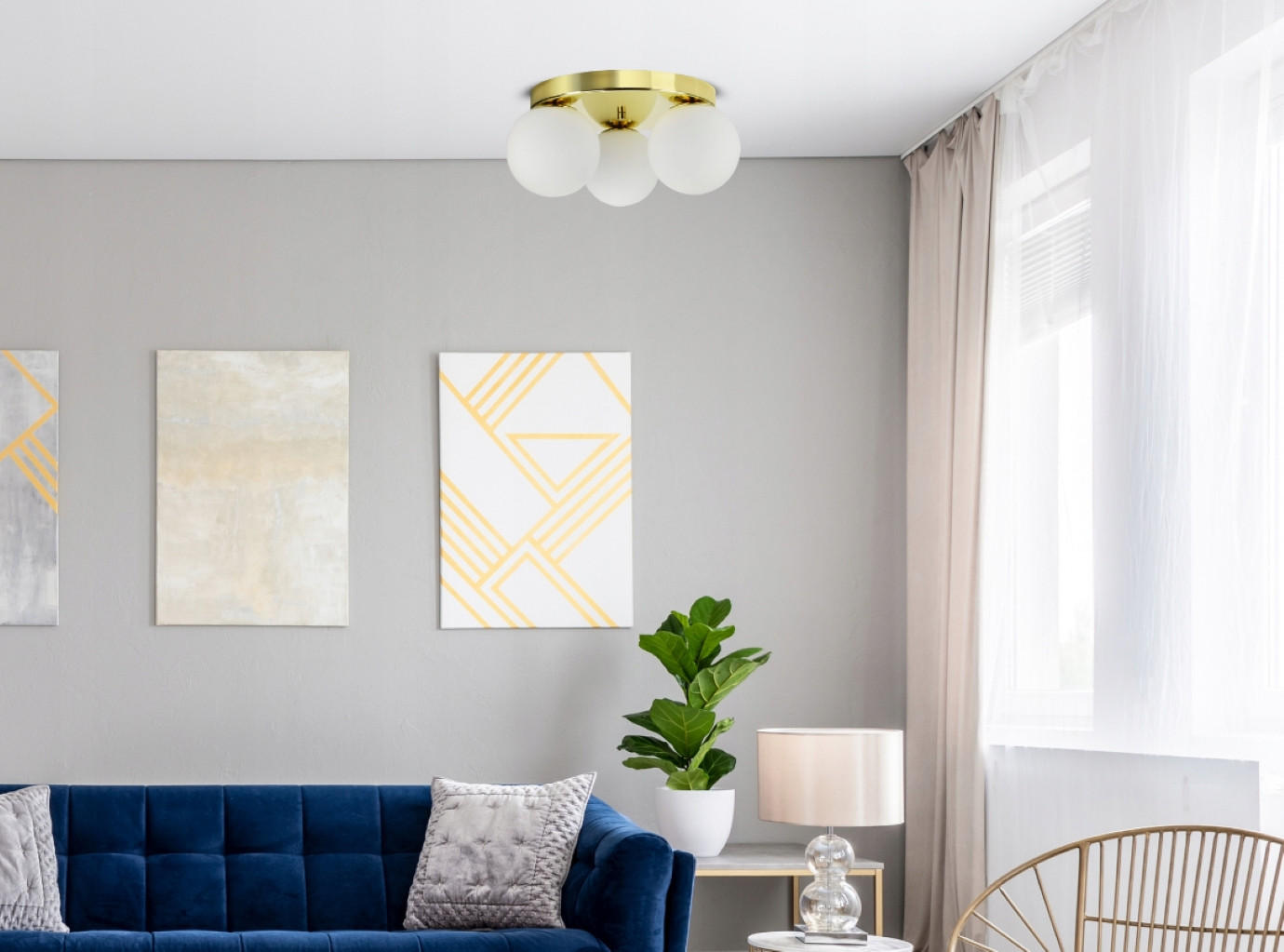 DECKENLEUCHTE GOLDGLAS - Goldfarben/Weiß, Glas/Metall (36/36/16cm) - kiki design