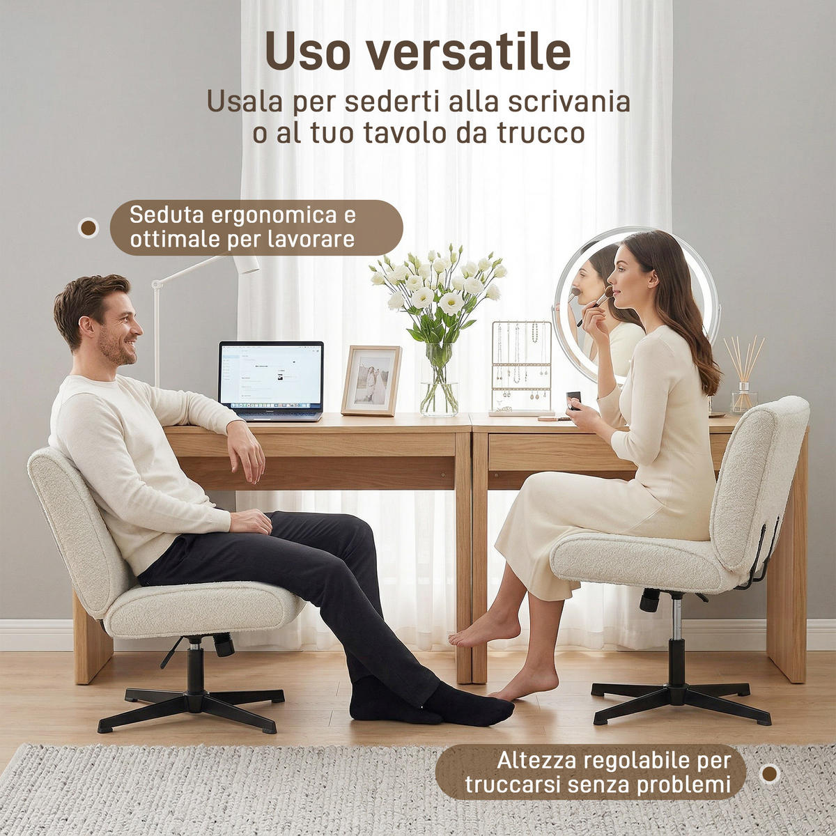 DREHSTUHL Creme 1 Stück - Creme, Naturmaterialien (63/90/75cm) - GiPP