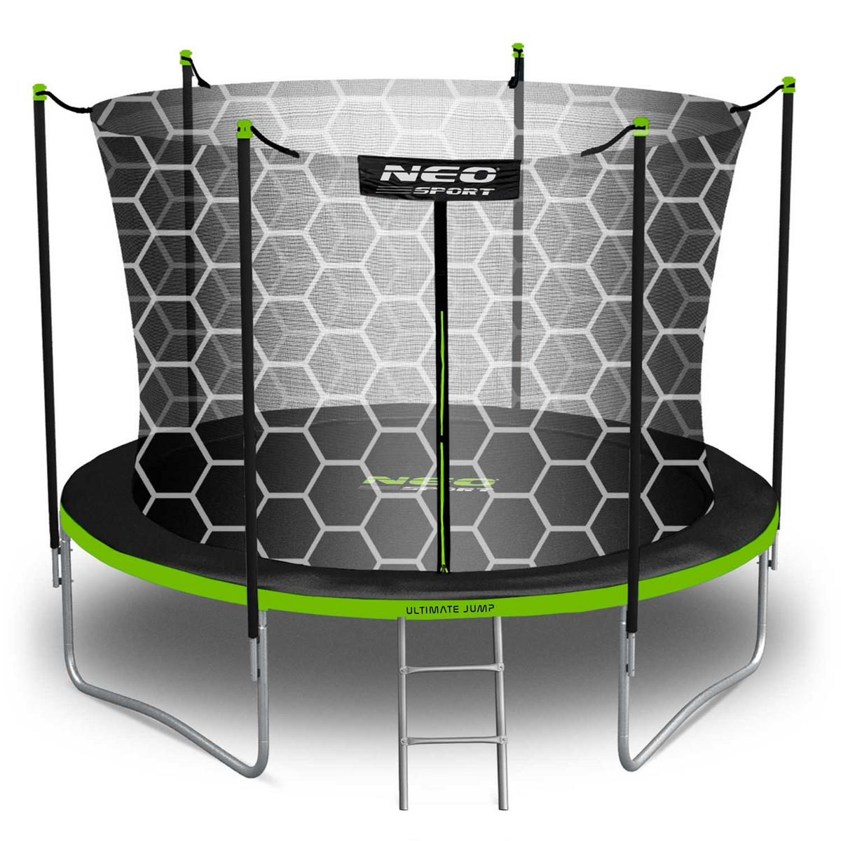 GARTENTRAMPOLIN 8 ft/252 cm mit Innennetz und Leiter - Grün, Metall (252/252cm)