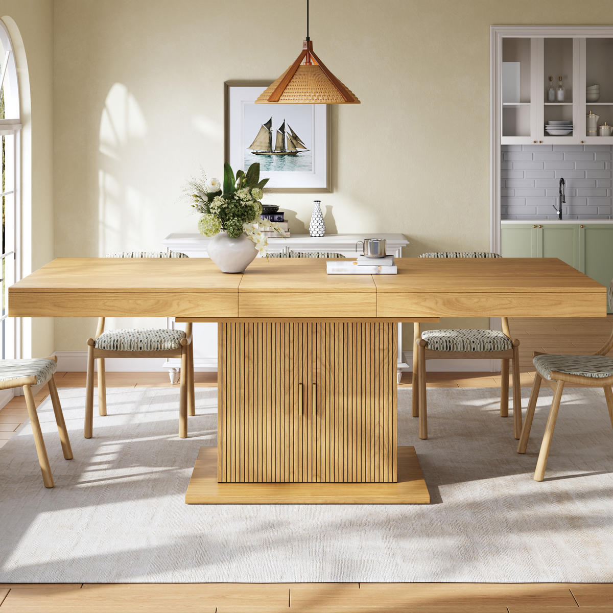 ESSTISCH ausziehbar 140-180/90/75,2 cm mit Stauraum DE-39641 Eiche hell - Naturfarben, Holzwerkstoff (90/140/75.2cm) - ComfortXL