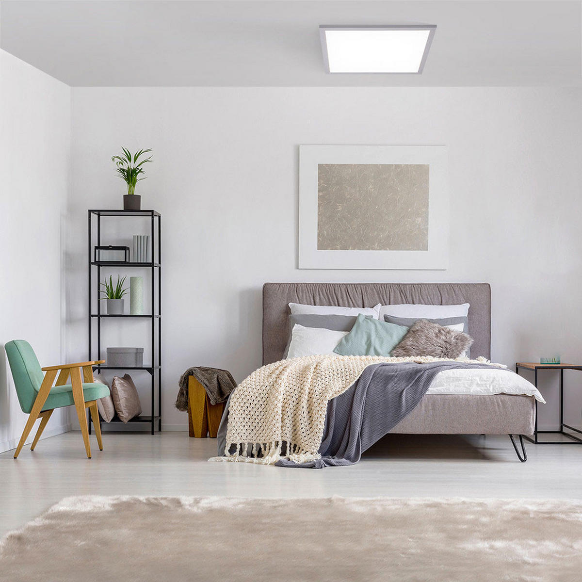 LED AUFBAU PANEL FLAT Weiß Metall Kunststoff - Weiß, Metall (29.5/29.5/6cm)