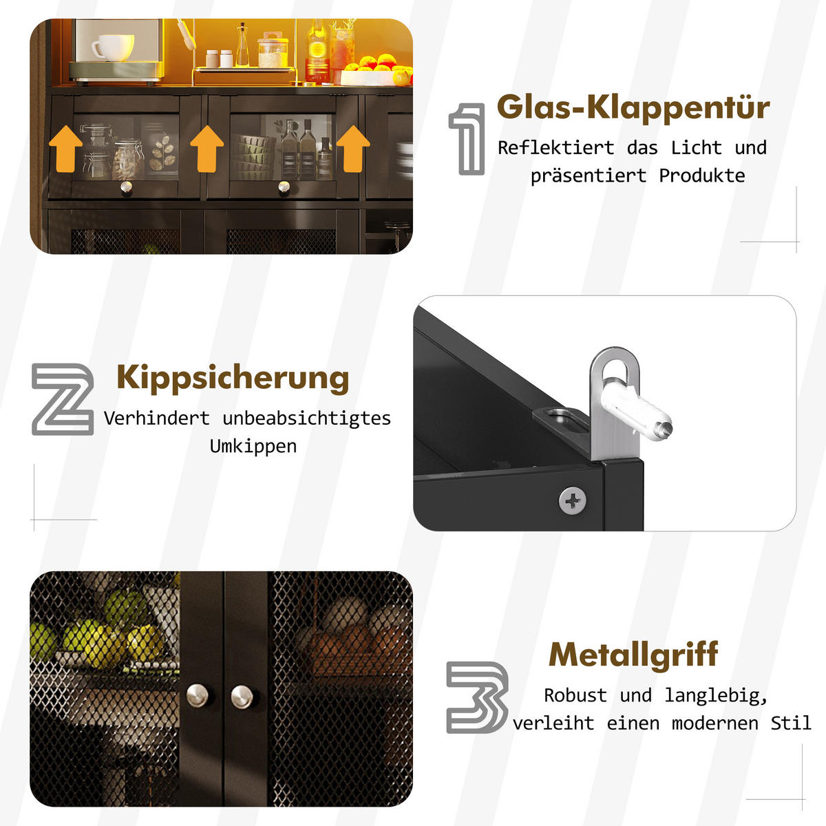 BUFFETSCHRANK Schwarz 120/40/181.7 cm - Schwarz, Holz (120/181.7/40cm) - PANGIVO