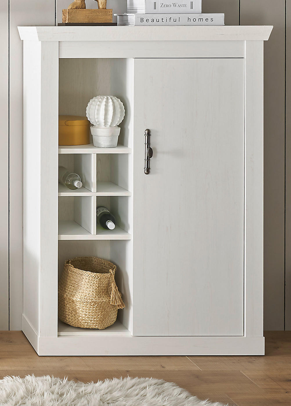 KOMMODE weiß Pinie Landhaus, Highboard 105 x 146 cm, Soft-Close-Funktion - Weiß, Holzwerkstoff/Kunststoff (107/146/38cm) - Furn.Design