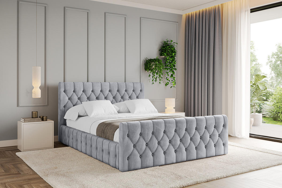 POLSTERBETT mit Bettkasten, Fußteil und Lattenrost, Boxbett ohne Matratze - LARO-Z 120x200 Hellgrau - Hellgrau, Holzwerkstoff/Textil (120/200cm) - ALTDECOR