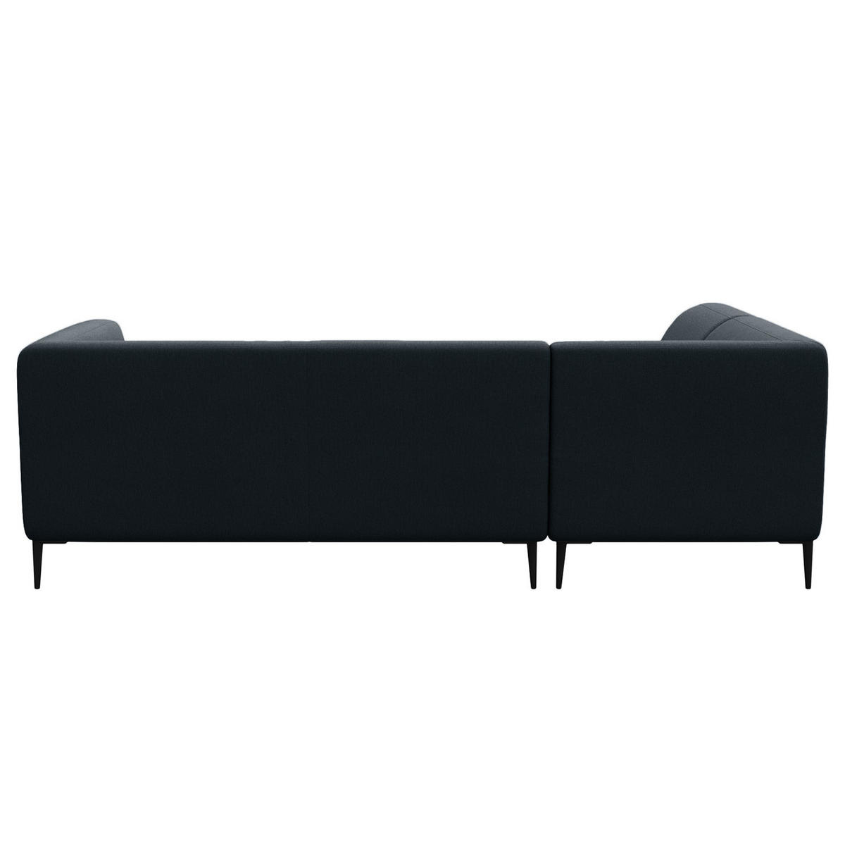 2,5-SITZER ECKSOFA mit Ottomane - Schwarz/Grau, Textil/Metall (252/205cm) - home24