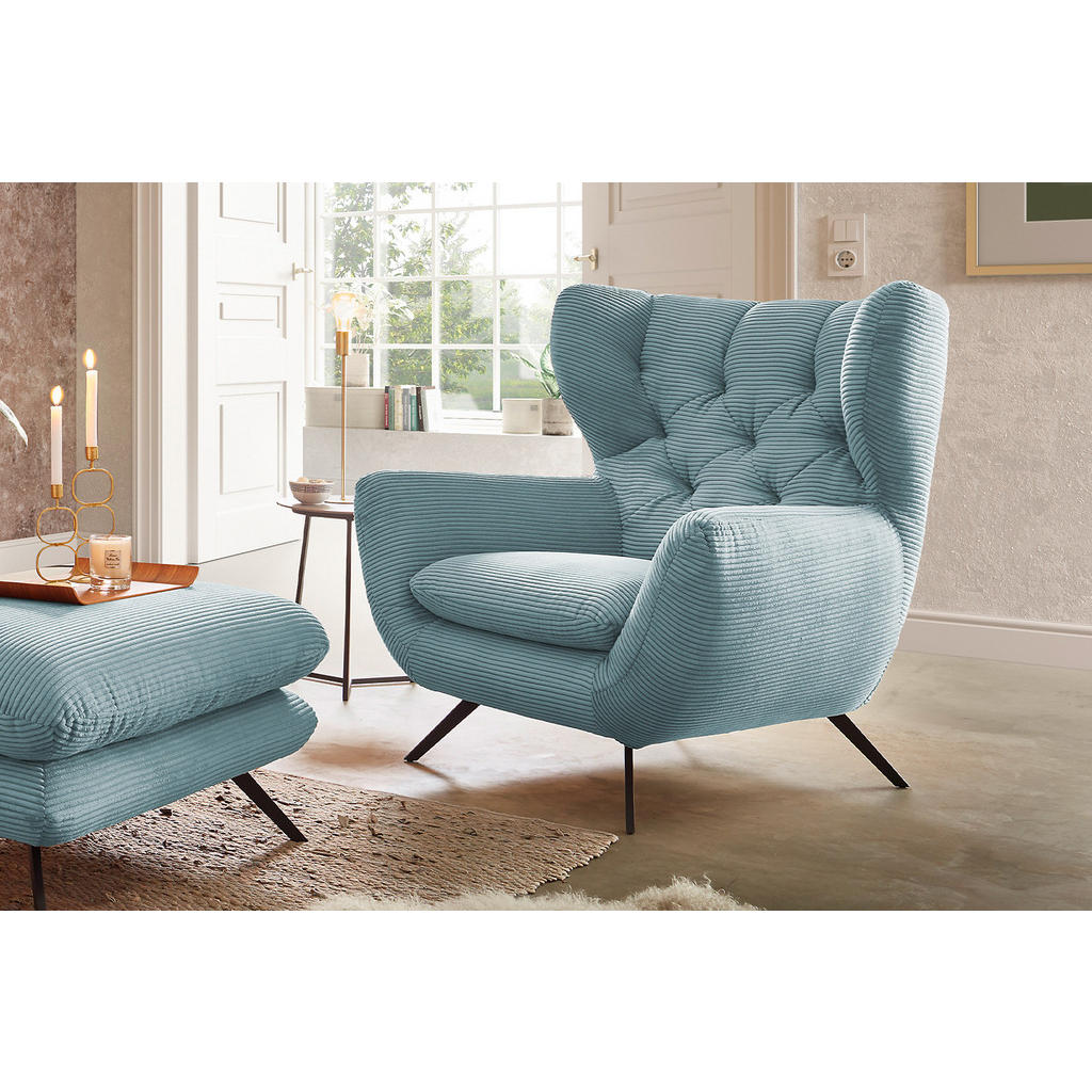 Thumbnail - Kawola Sitzgruppe, Hellblau, Textil, 225x94x95 cm, Wohnzimmer, Sofas & Couches, Sitzgarnituren