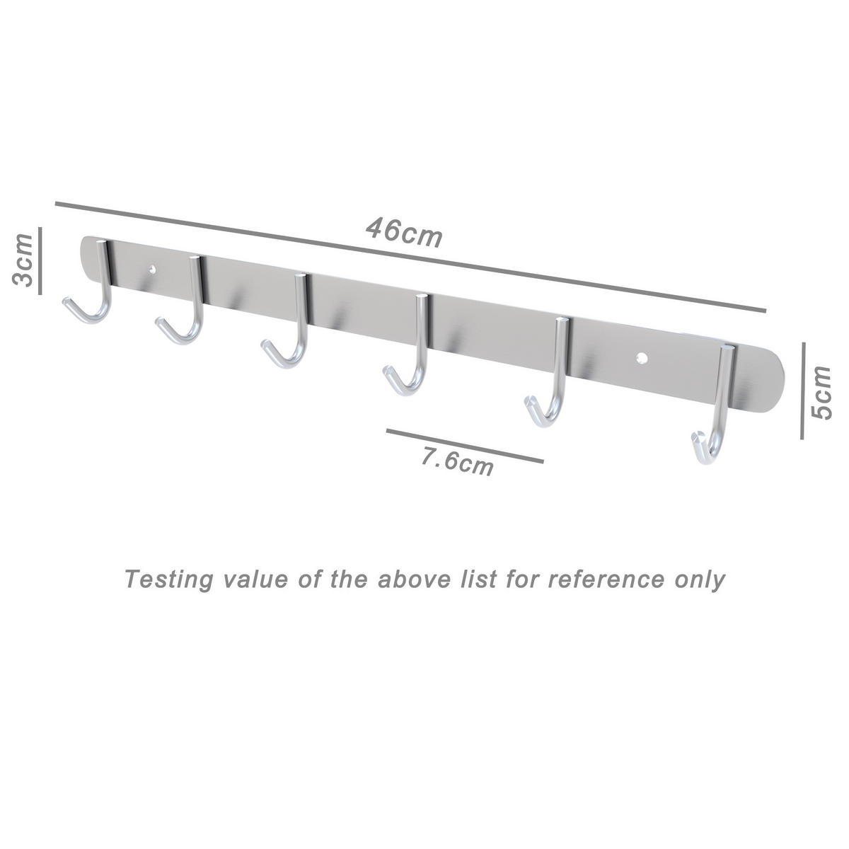 GARDEROBENLEISTE 46/5/5 cm - Silberfarben, Metall (5/5/46cm) - Intirilife