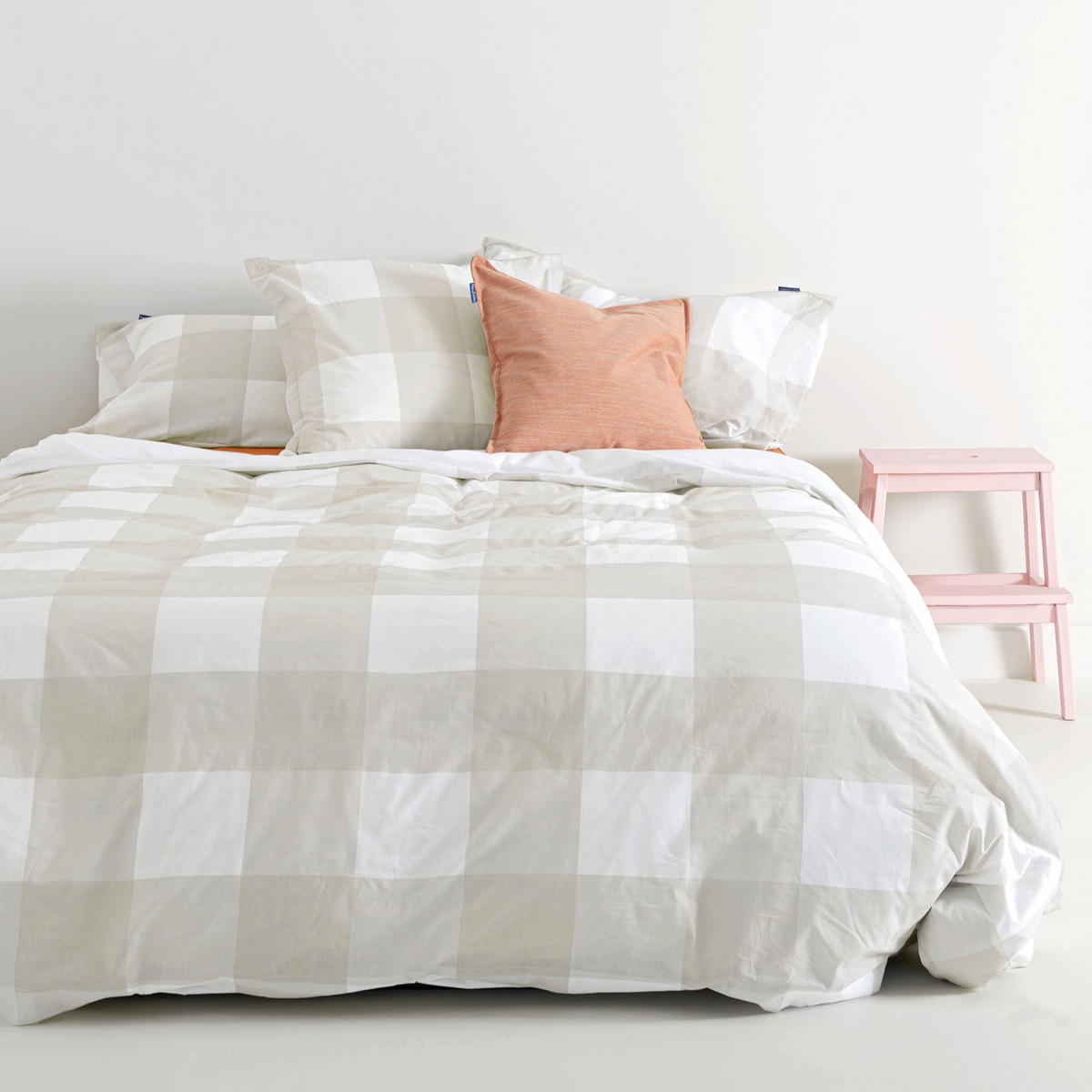 BETTBEZUG gingham 155x220 cm (komfortgrösse) beige - Beige, Textil (155/220cm) - Happy Friday