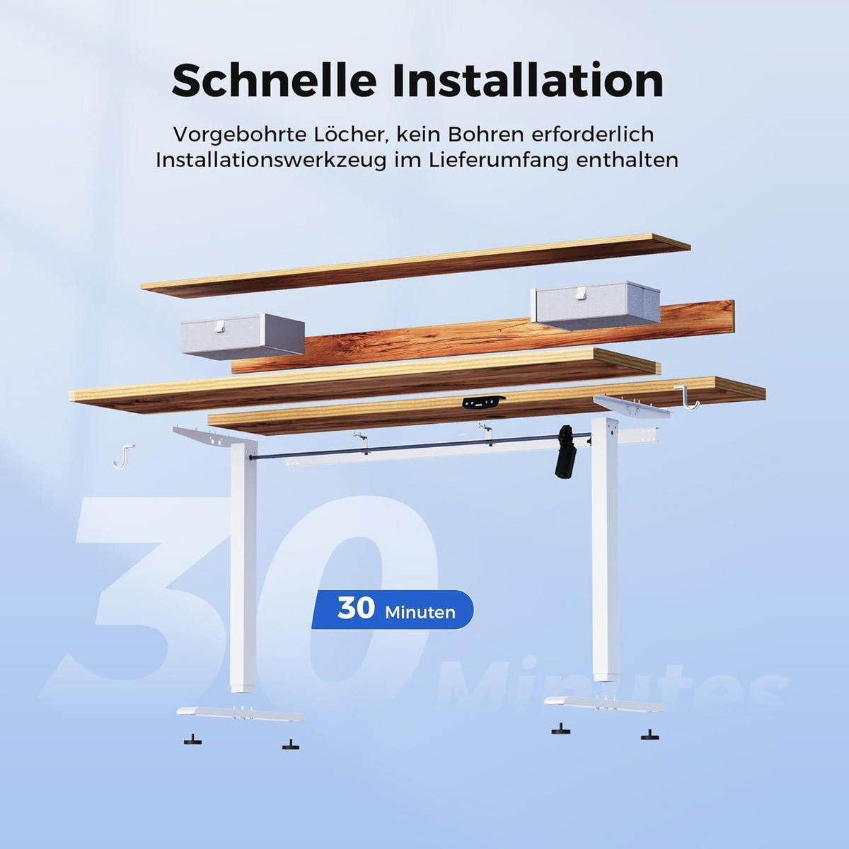 SCHREIBTISCH Höhenverstellbar Elektrisch 160 x 60 cm Hellbraun - Braun, Holzwerkstoff (160/60/75cm)