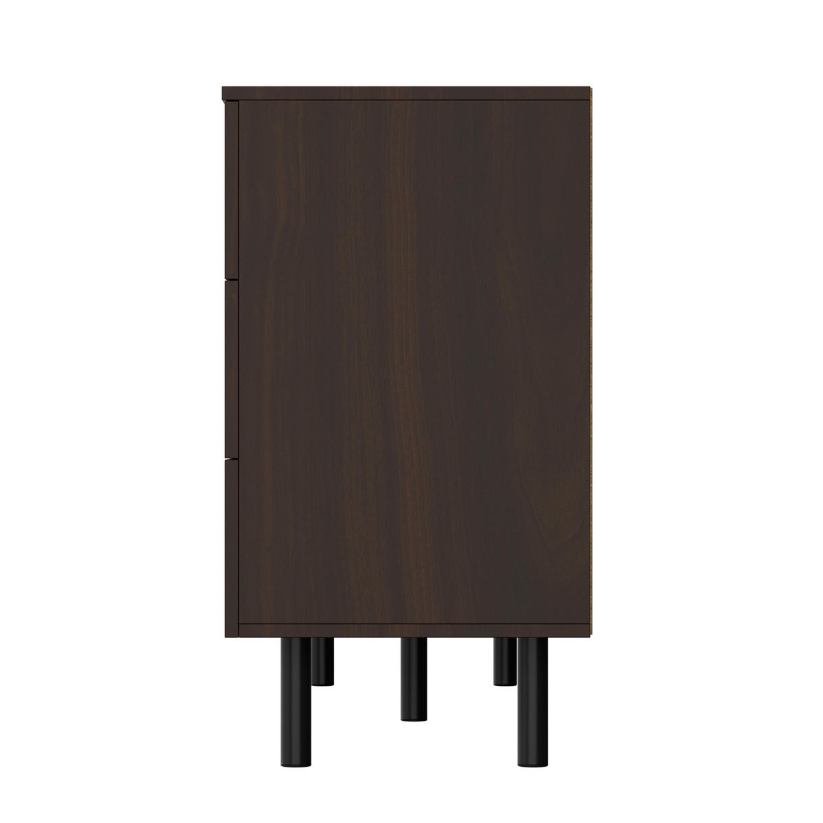 SIDEBOARD Walnuss mit 6 Schubladen & Rattan-Griffen Modern 120×40×74 cm - Walnussfarben, Holzwerkstoff (120/74/40cm) - Urban Meuble