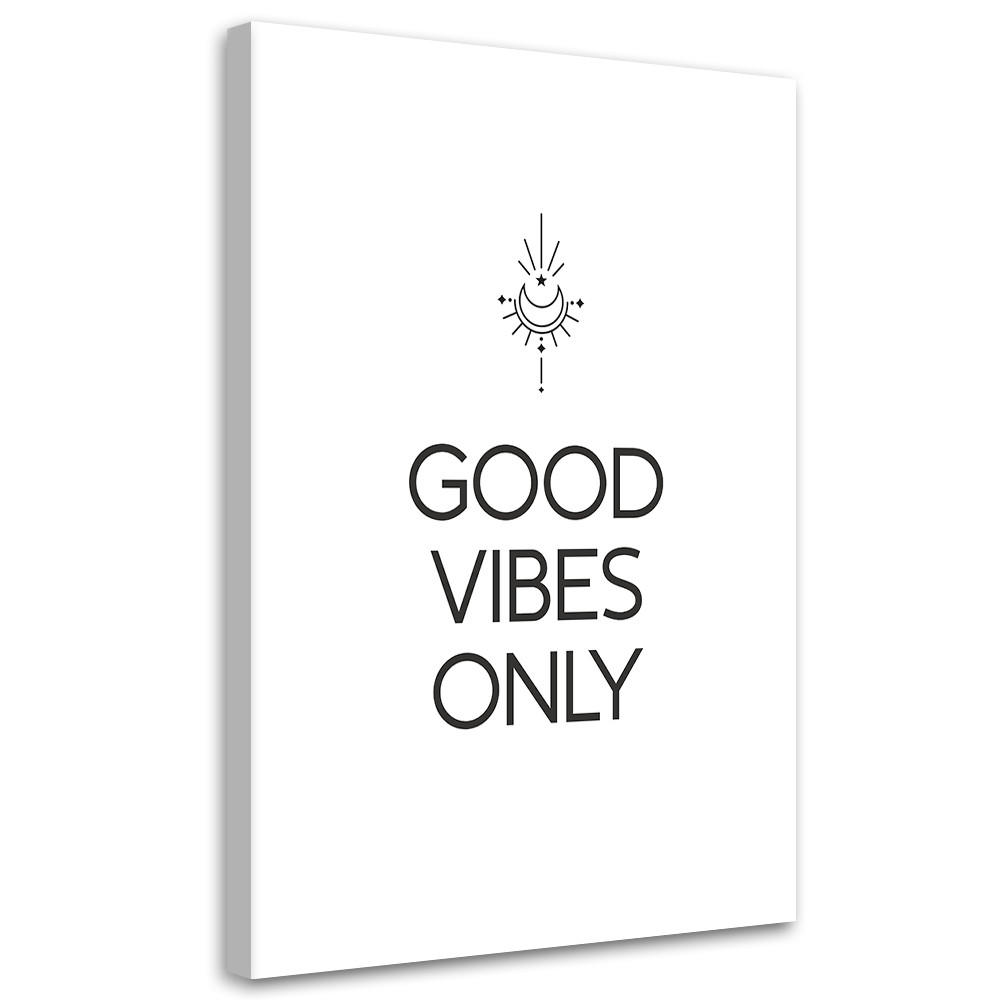 WANDBILD inschrift good vibes - Schwarz, Textil (40/60cm) - Feeby