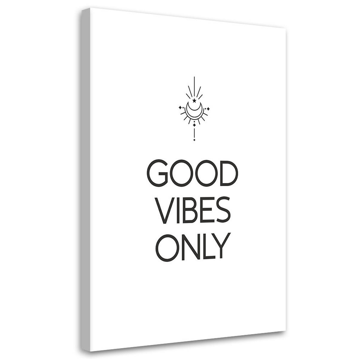 WANDBILD inschrift good vibes - Schwarz, Textil (40/60cm) - Feeby
