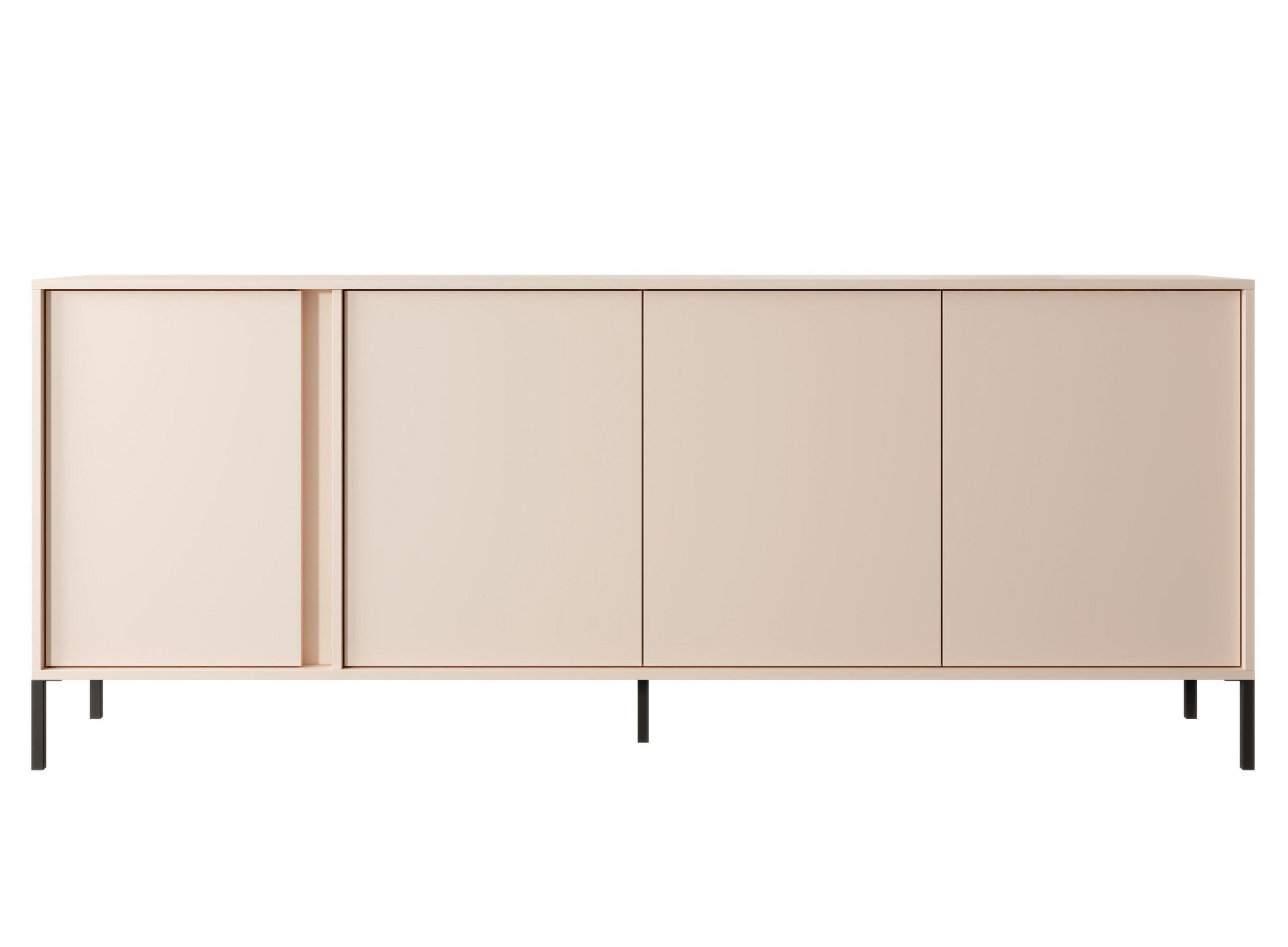 SIDEBOARD Piemontesia 4T Beige 202,9/81,4/39,5 cm – mit Push-to-Open-Funktion - Beige/Schwarz, Holzwerkstoff/Metall (202.9/81.4/39.5cm) - AX Living