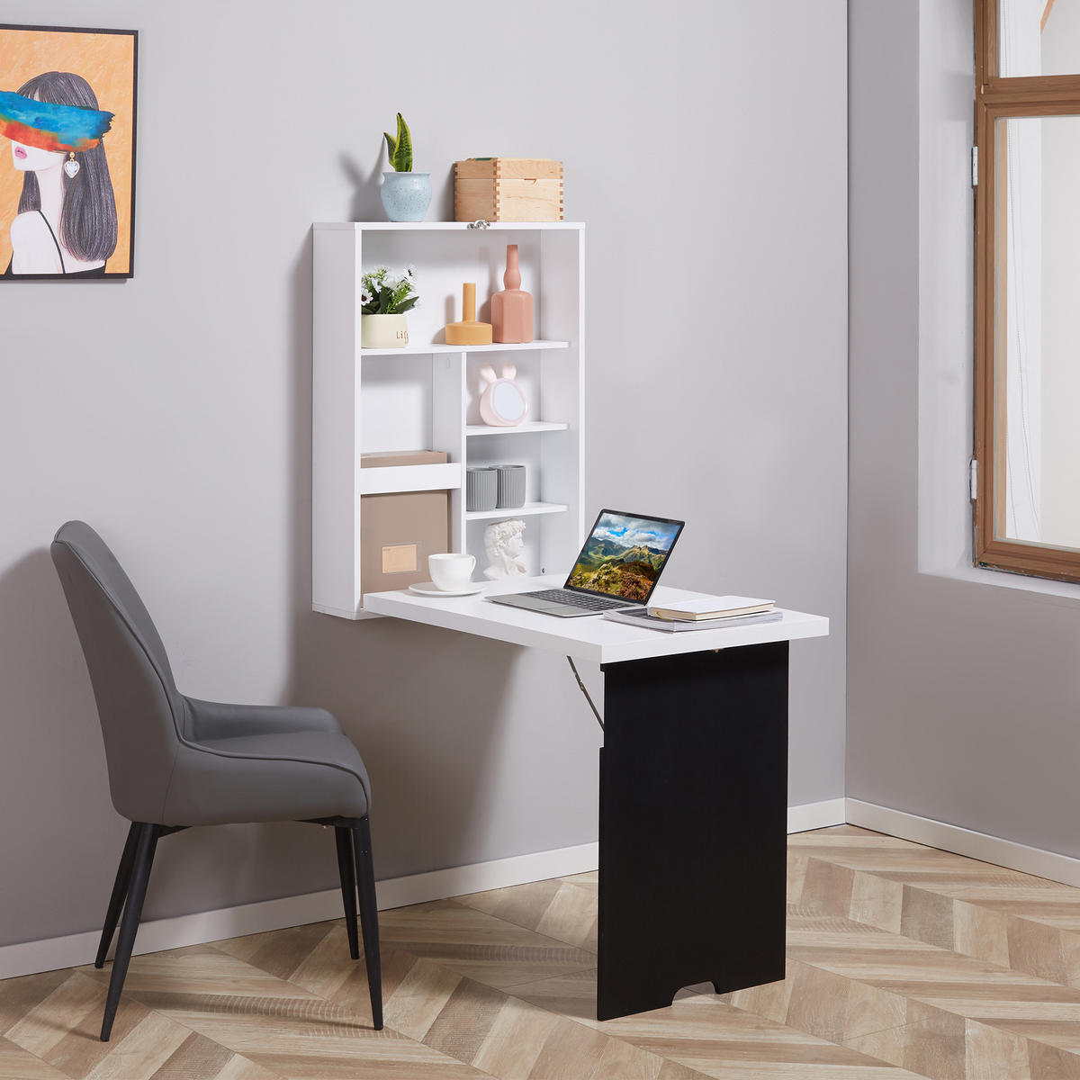 SCHREIBTISCH, MDF, Schwarz/Weiß, 60 x 94,5 x 147 cm - Weiß, Holzwerkstoff (94/5/60cm) - HOMCOM