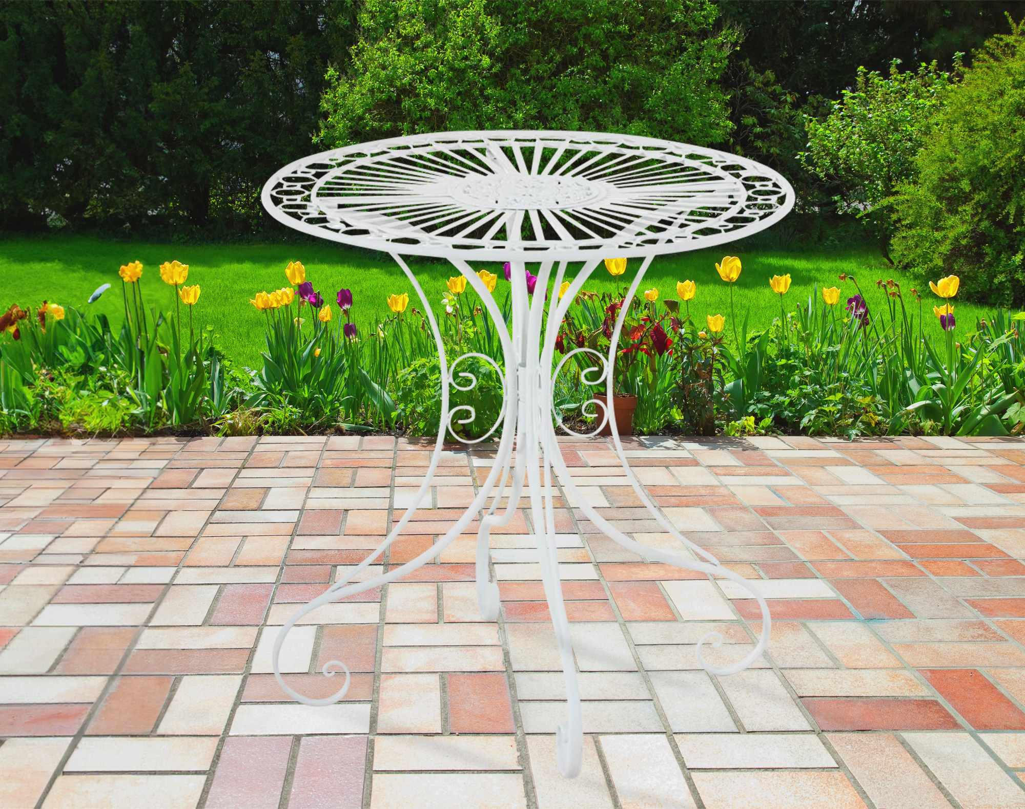 GARTENTISCH rund Ø70 cm Metall weiß - Weiß, Metall (70/70/73cm) - CLP