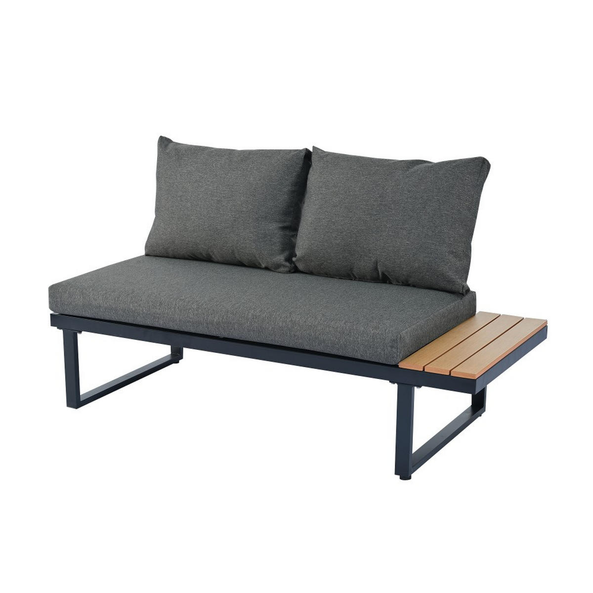 LOUNGEGARNITUR verzinktes Stahlrohr，mit Couchtisch, Grau+Schwarz - Grau, Textil - KOMHTOM