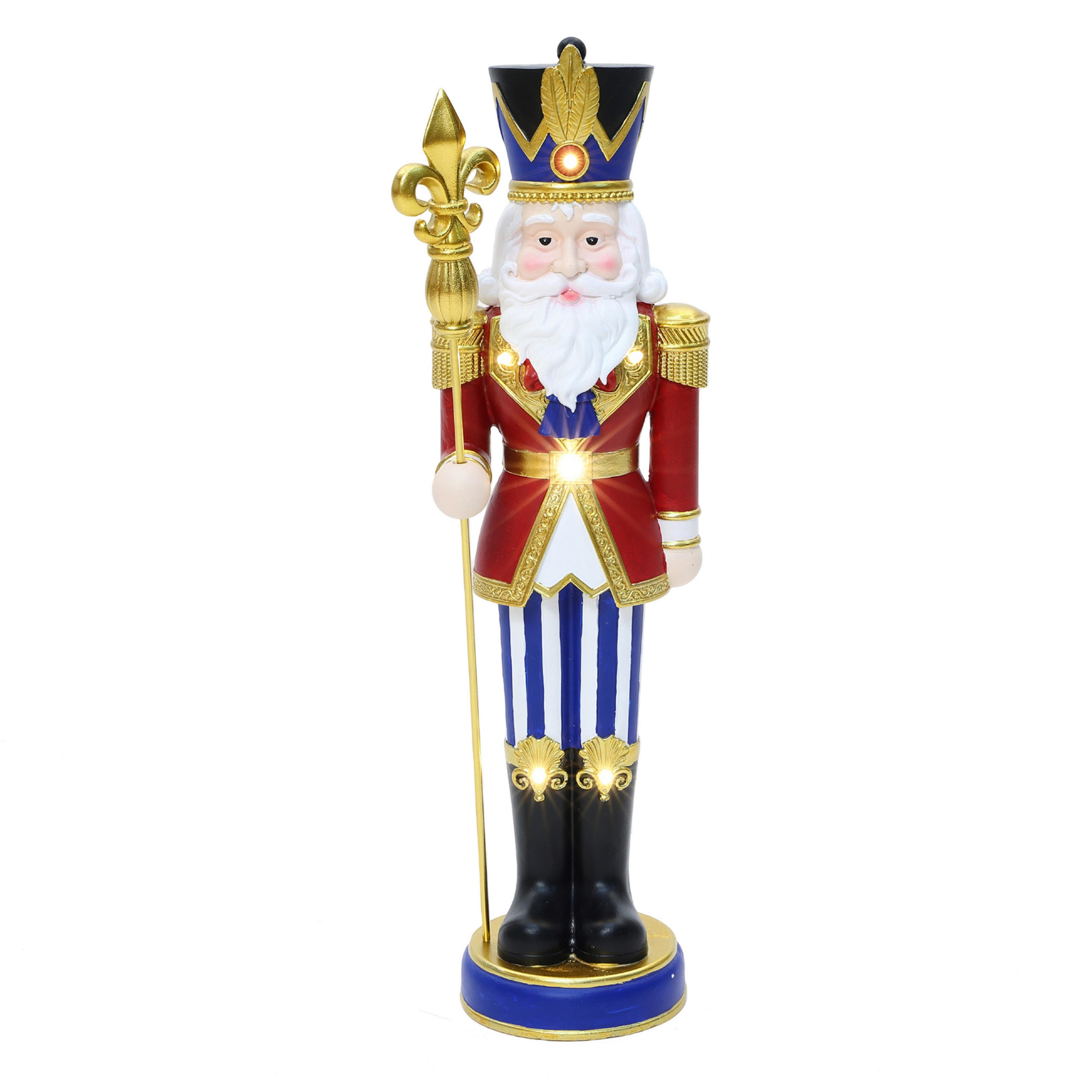 NUSSKNACKER Figur groß 61 cm, Weihnachtsdeko mit LED, Timer, MgO - Dunkelrot, Naturmaterialien (19.5/61/16.5cm) - Hometopia